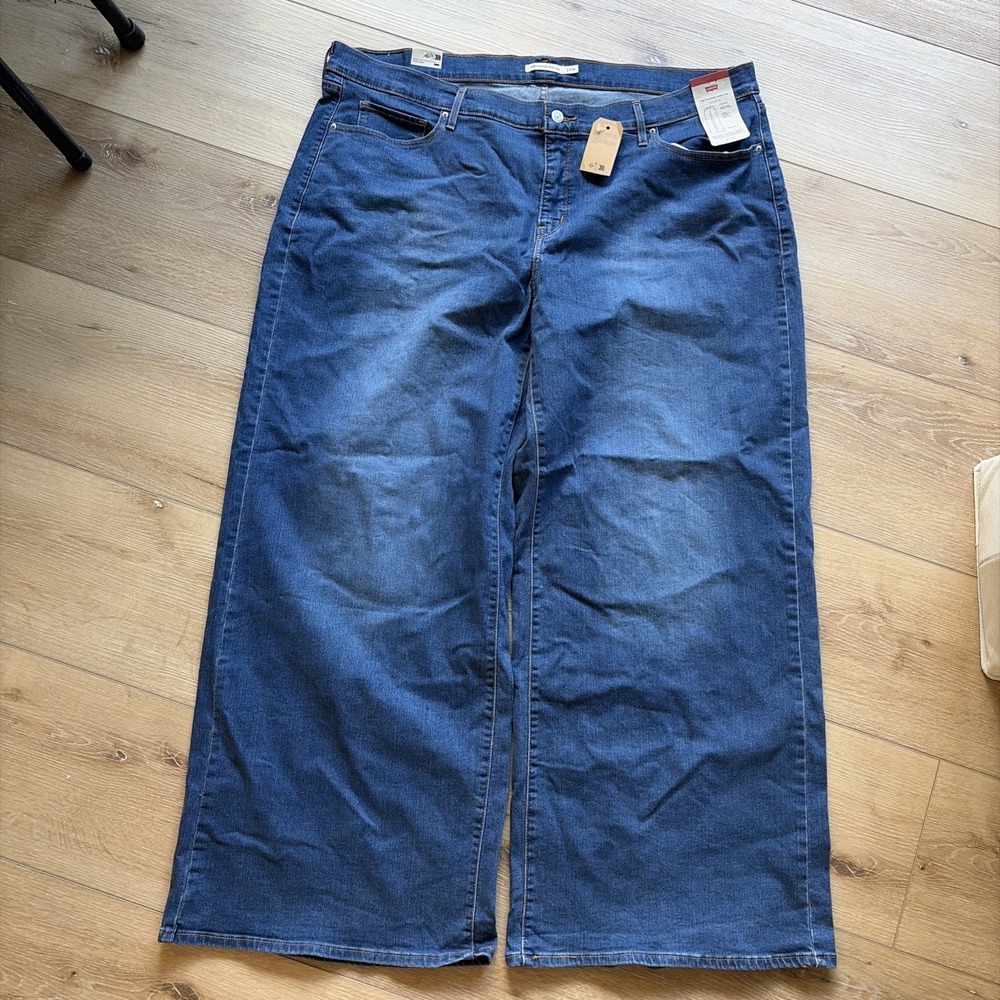 Levis 318 Shaping Wide Leg Jeans Women's Size 24W M Clever Girl Plus Dark Wash